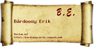 Bárdossy Erik névjegykártya